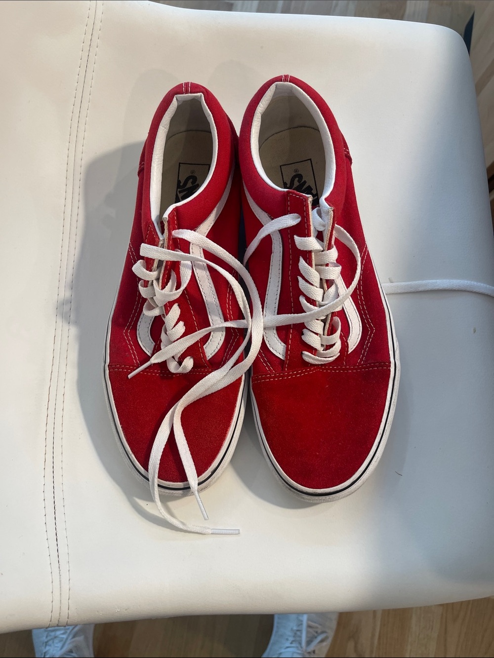 Vans Red and White Old Skool Sneakers